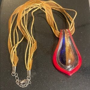 Vibrant Murano Teardrop Pendant Necklace
